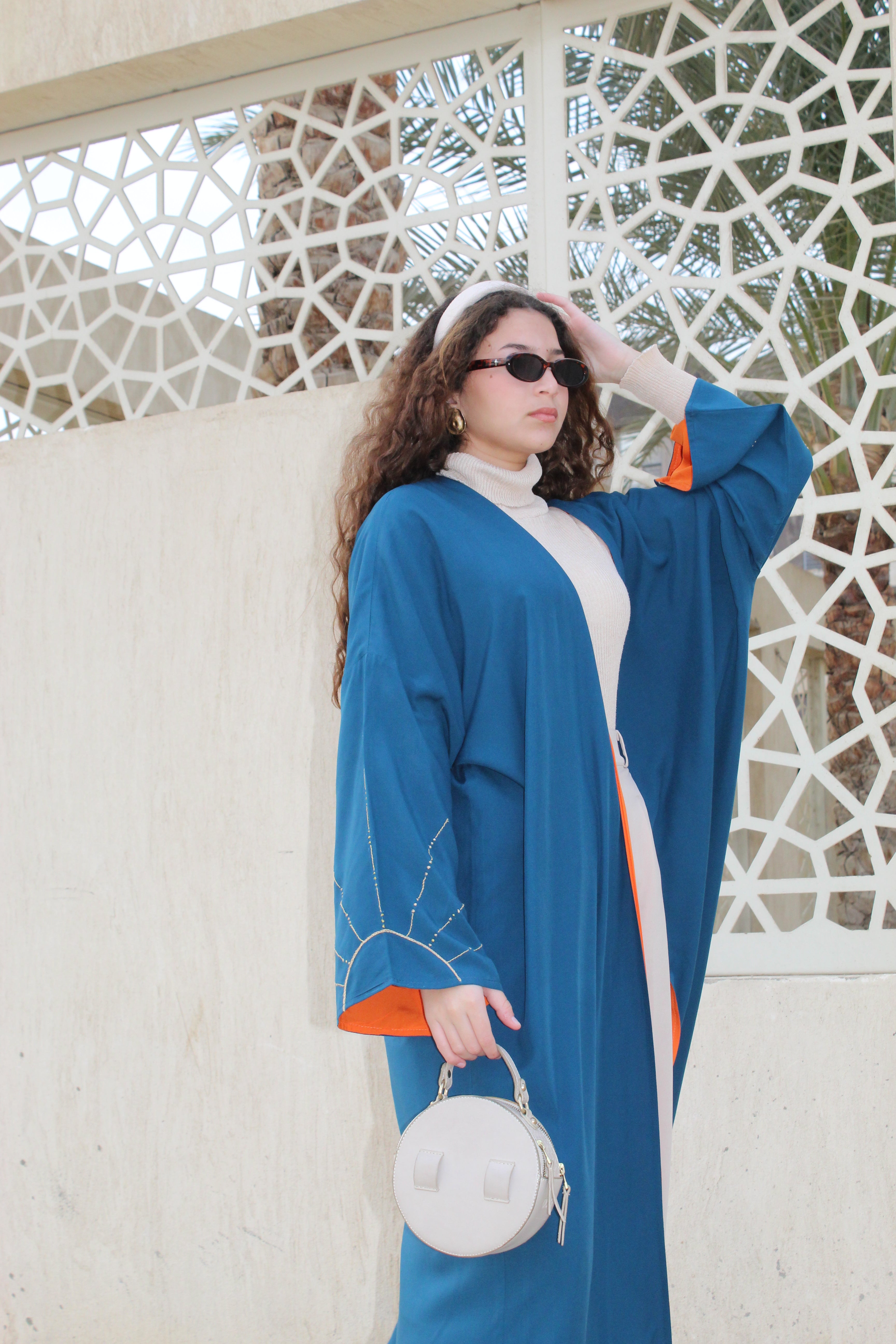 Ghoroub kaftan (Blue side embroidery)