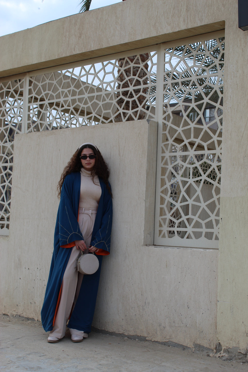 Ghoroub kaftan (Blue side embroidery)